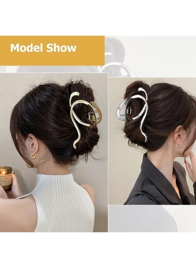 ChicAbode 2 PCS Metal Hair Claw Clips, Gold & Silver Color Large Letter Q Hair Claws Clip Non Slip Barrette Strong Hold Jaw Clamps Fashion Hair Styling Gift Headwear Hair Accessories for Women Girls - Image 3